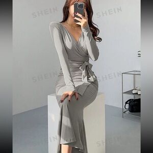 Grey wrap dress